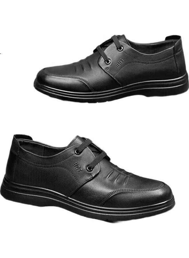 Red Dragonfly Men'S Business Belted Leather Soft Bottom Casual Workplace Leather Shoes For Autumn And Winter Wta43333 Black Size 44 - Image 1