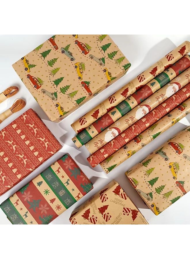 Merry Christmas Wrapping Paper 16.93x118.11 Inch Reindeer Tree Design Holiday Gift - Image 2