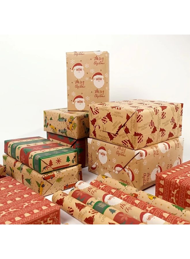 Merry Christmas Wrapping Paper 16.93x118.11 Inch Reindeer Tree Design Holiday Gift - Image 3