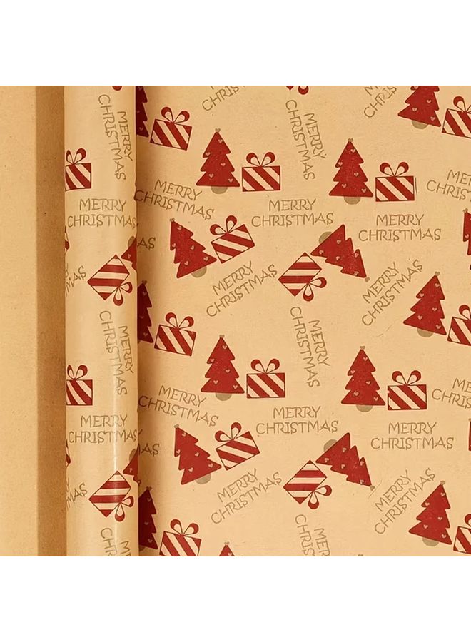 Merry Christmas Wrapping Paper 16.93x118.11 Inch Reindeer Tree Design Holiday Gift - Image 1