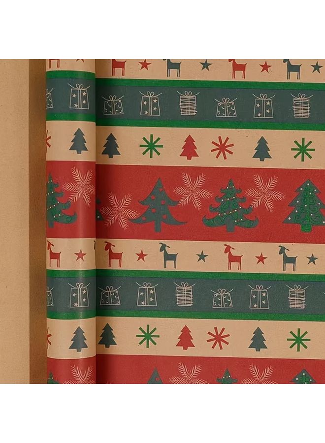 Merry Christmas Wrapping Paper 16.93x118.11 Inch Reindeer Tree Design Holiday Gift - Image 5