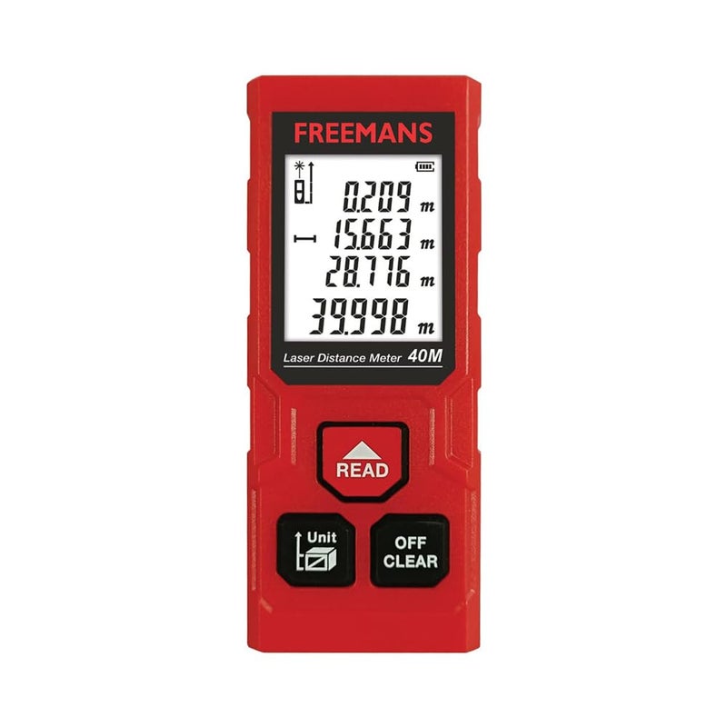 FREEMANS PROECO-L40 40m Laser Distance Meter with Area, Volume, Pythagorean Measurement and Self-Calibration Function, Carry Bag and Batteries Included, Best Suitable for Indoor Measurements - Image 1