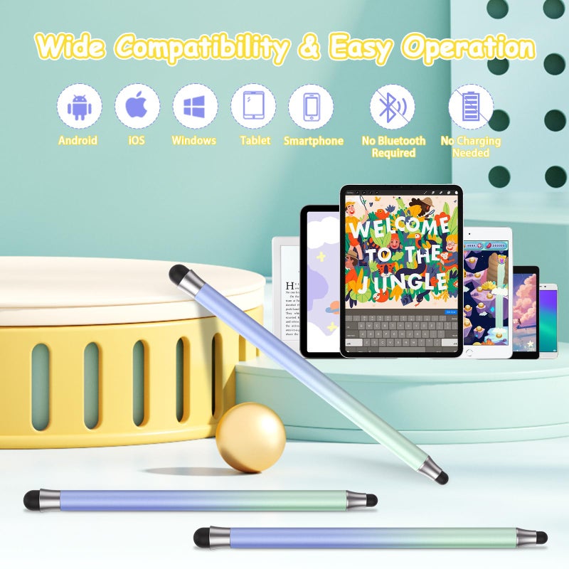 maylofi Stylus Pens for Touch Screens 3pcs, 2 in 1 Stylus Pen Compatible with All Touch Screens (Gradient Light blue-3pcs) - Image 2