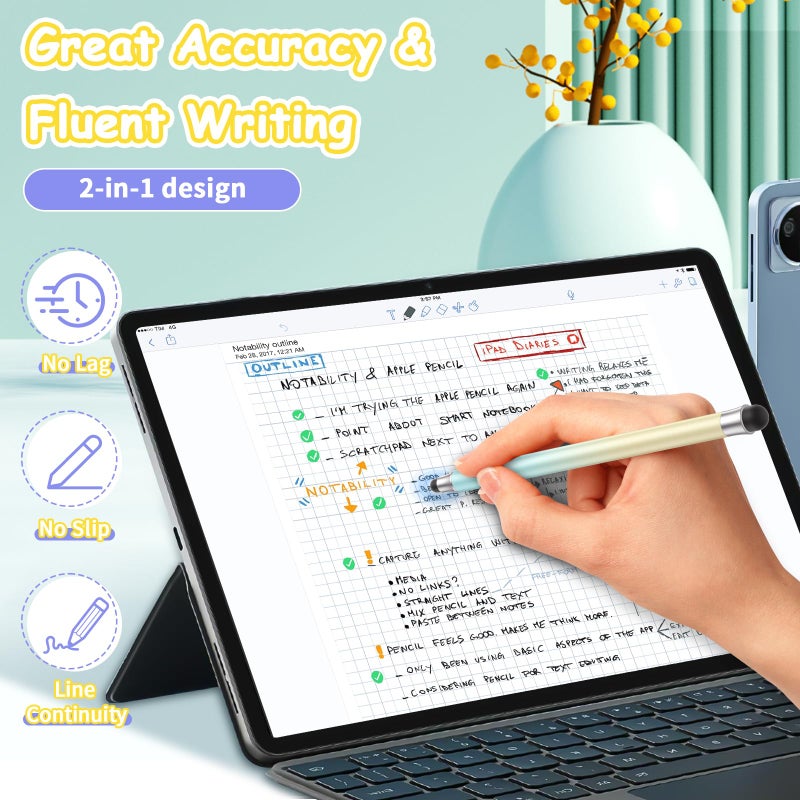 maylofi Stylus Pens for Touch Screens 3pcs, 2 in 1 Stylus Pen Compatible with All Touch Screens (Gradient Light blue-3pcs) - Image 4