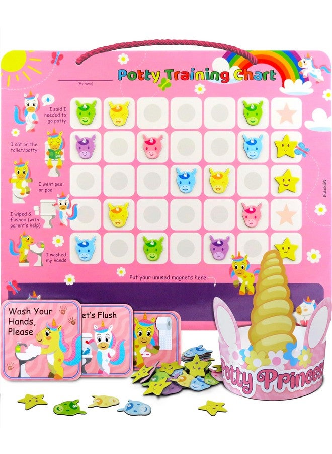 Putska Unicorn Potty Training Chart & 35 Magnetic Stickers Potty Chart For Toddlers Girls Boys - Image 1