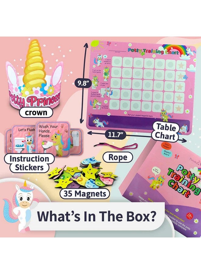 Putska Unicorn Potty Training Chart & 35 Magnetic Stickers Potty Chart For Toddlers Girls Boys - Image 2