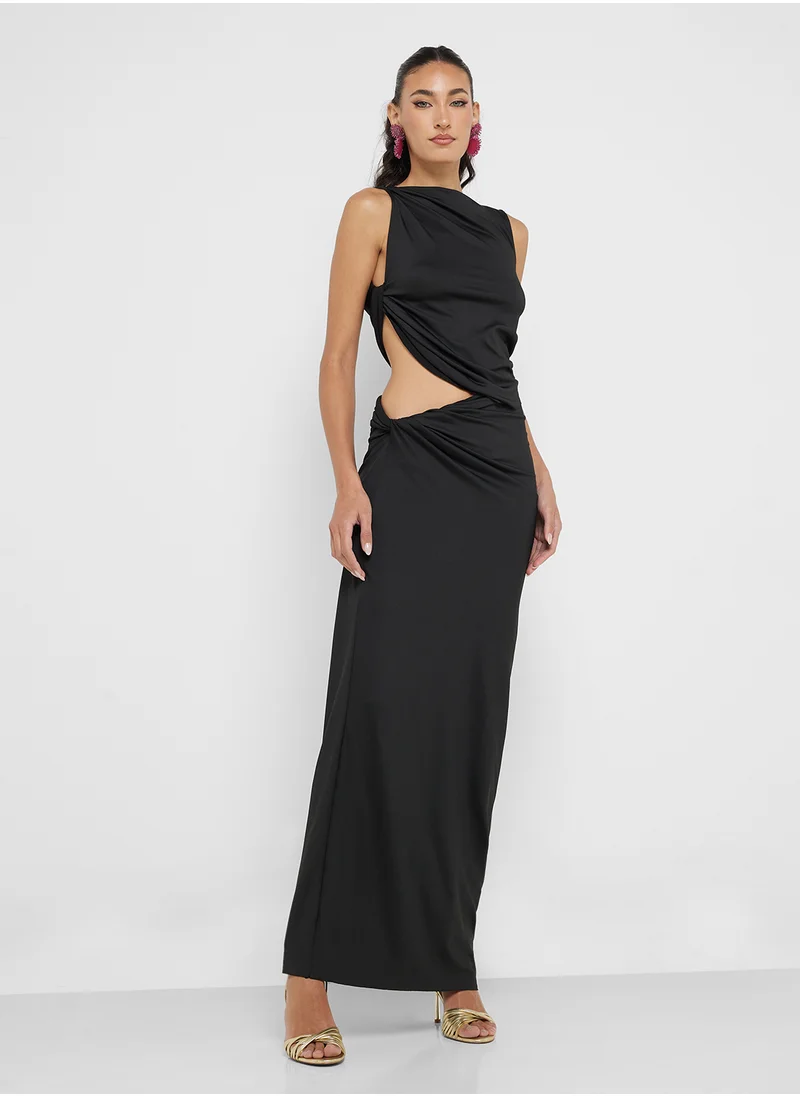 Ginger Assymetric Ruched Top & Maxi Skirt Co-Ord Set