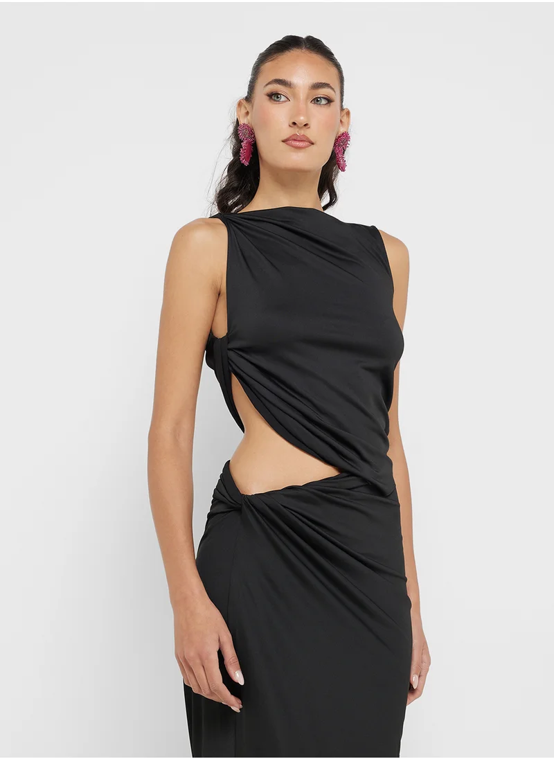 Ginger Assymetric Ruched Top & Maxi Skirt Co-Ord Set