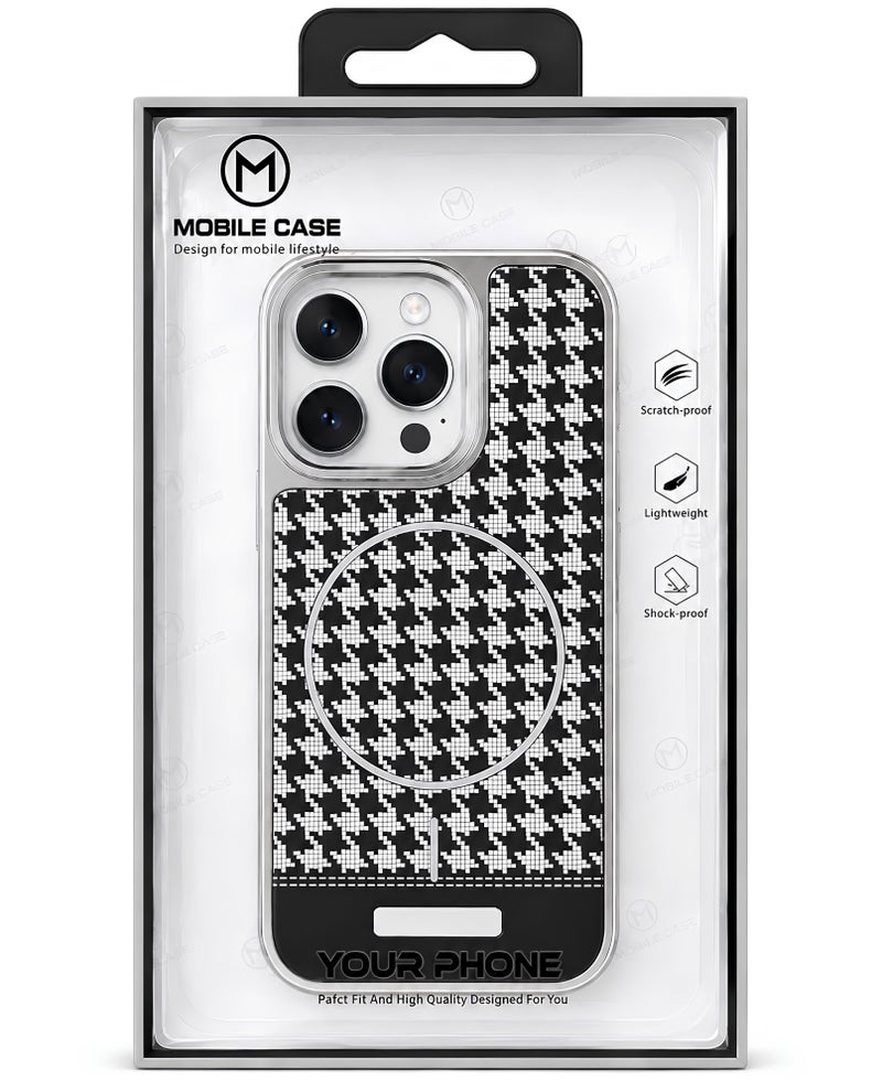 Liston Magnetic Phone Case for iPhone 16 Pro | Shockproof Protective Cover | Scratch Resistant | Lightweight Slim Design | Premium Houndstooth Pattern | MagSafe Compatible - Image 5