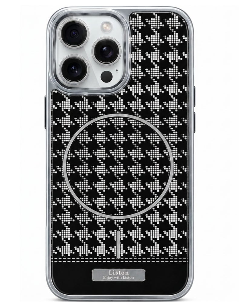 Liston Magnetic Phone Case for iPhone 16 Pro | Shockproof Protective Cover | Scratch Resistant | Lightweight Slim Design | Premium Houndstooth Pattern | MagSafe Compatible - Image 2