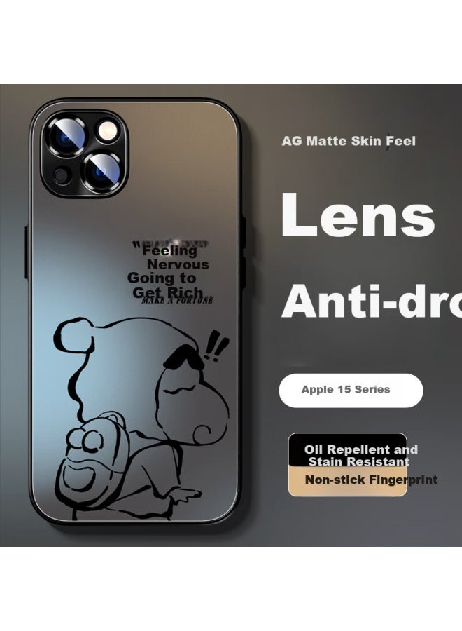 Xp Apple 15 Phone Case Lens Full Cover Iphone 15 Frosted Heat Dissipation Matte Anti-fingerprint Anti-drop Silicone Gel Men And Women Couple High-end Feeling - Graphite Gray Independent New Style - Image 2