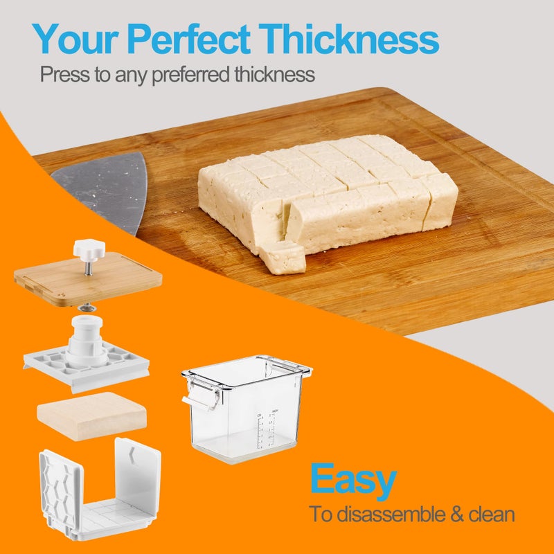 Valleyhike Tofu Press - Tofu Press Dishwasher Safe, Vegan Gifts Tofu Presser for Removing Water from Tofu Extra Firm Organic, Tofu Maker Mold for Pressing Out Water from Firm, and Extra Firm Tofu - BPA Free - Image 2