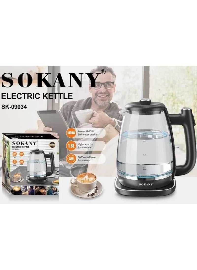 سوكاني - (sk-09034)غلاية -كتل  زجاج/بيركس /1.8 لتر - 1800 وات - Image 1