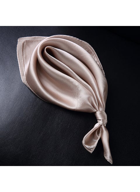 Satin Silk Scarf Solid Color Versatile Autumn Spring Korean Coffee