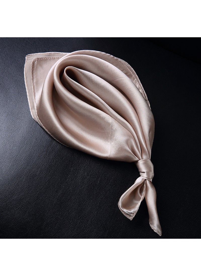 Generic - Satin Silk Scarf Solid Color Versatile Autumn Spring Korean Coffee - Image 1