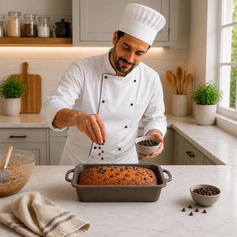 Rectangular Silicone Baking Tray with Handles - Brown - G‏111 - Image 2