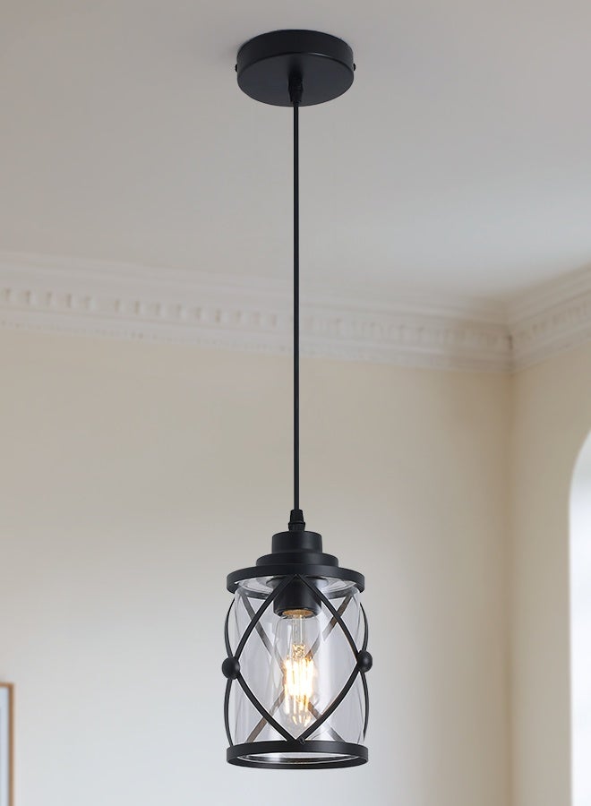 YATAI LIGHTING Black Glass Pendant Hanging Light, E27 Single Bulb Ceiling Lamp, Warm 3000K Kitchen Island Pendant Light for Dining Table, Kitchen Island, Modern Indoor Lighting - Image 1