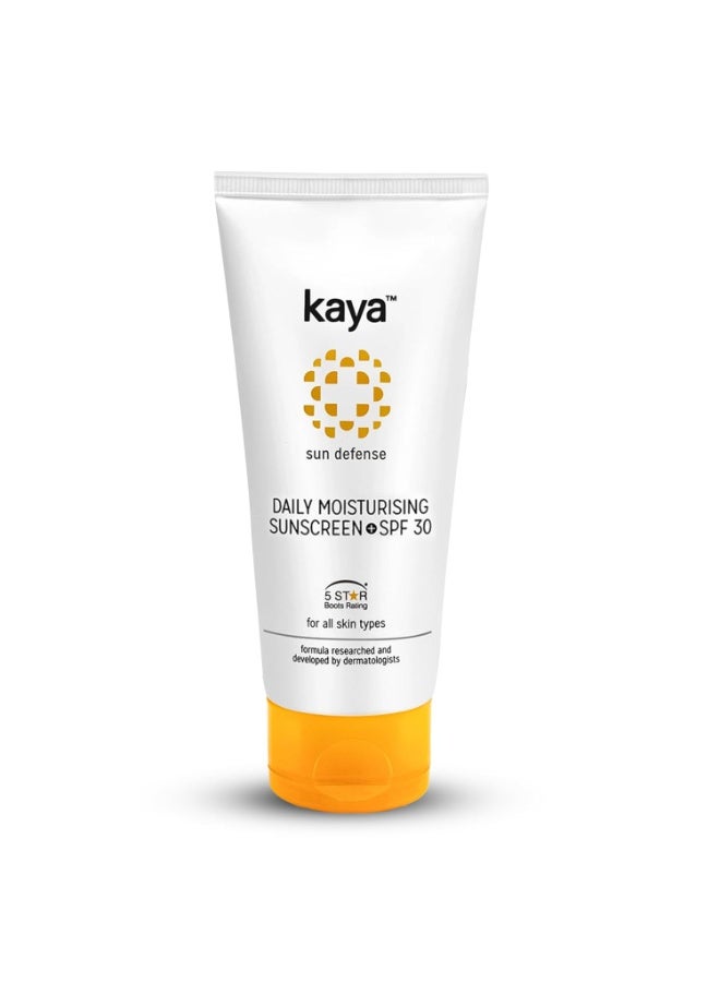 Kaya Daily Moisturizing Sunscreen SPF 30 PA++ | Glycerin, Hydroxyethyl Urea | Dermatologist-Developed | 22 Years Expertise | Hydrating, Non-Sticky Cream, All Skin Types | 50ml - Image 1