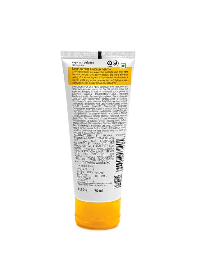 Kaya Daily Moisturizing Sunscreen SPF 30 PA++ | Glycerin, Hydroxyethyl Urea | Dermatologist-Developed | 22 Years Expertise | Hydrating, Non-Sticky Cream, All Skin Types | 50ml - Image 2