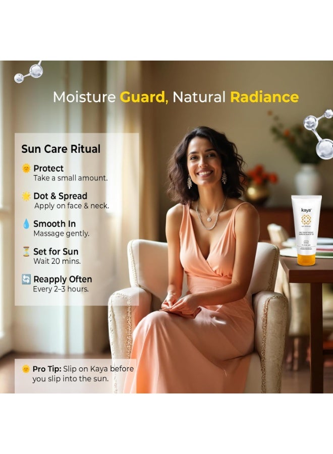 Kaya Daily Moisturizing Sunscreen SPF 30 PA++ | Glycerin, Hydroxyethyl Urea | Dermatologist-Developed | 22 Years Expertise | Hydrating, Non-Sticky Cream, All Skin Types | 50ml - Image 4