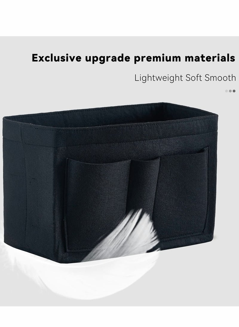 Felt Purse Organizer Insert Multi Pocket Bag Divider for Women Travel Tote Hobo Bags Size M Black - Image 2