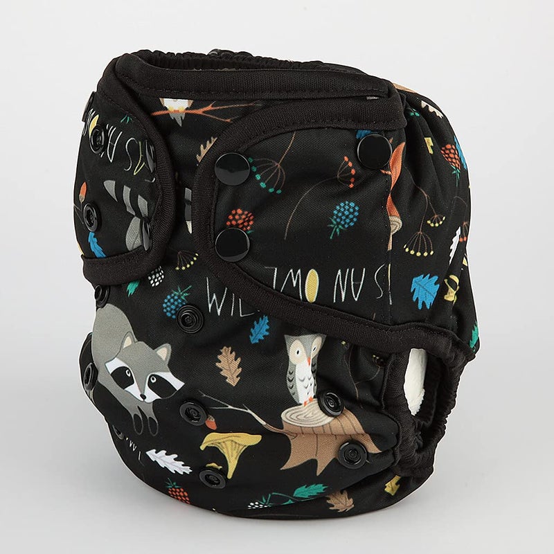 Hibaby One Size Cloth Diaper Cover Snap With Double Gusset (Raccoon), One Fit All - Image 2