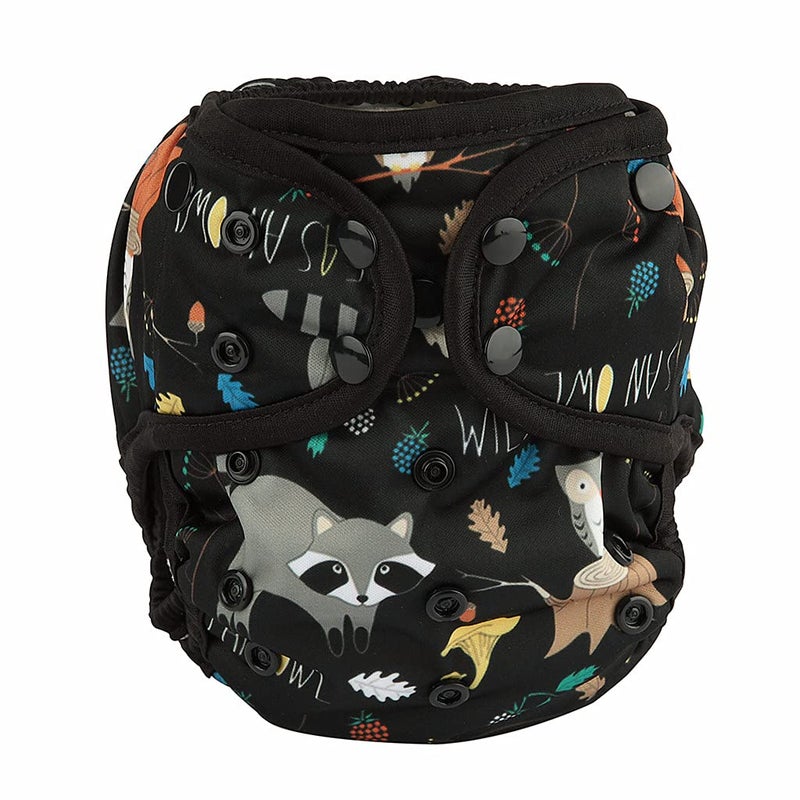 Hibaby One Size Cloth Diaper Cover Snap With Double Gusset (Raccoon), One Fit All - Image 1