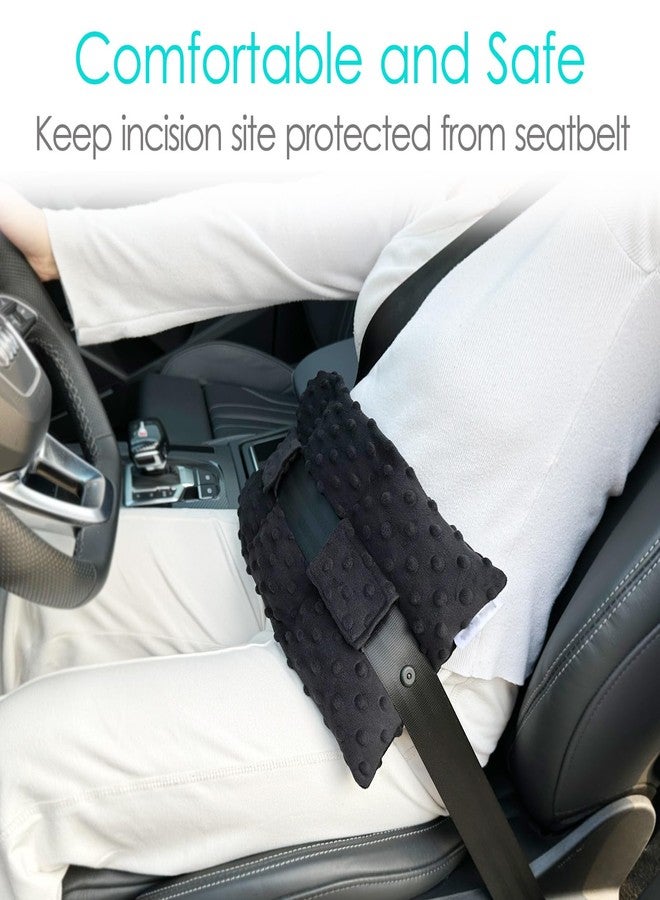 D. Cozy Ostomy Seat Belt Pillow Stoma Seatbelt Protector Ostomy Bag Cover Pillow for Driving Ileostomy Ostomy Support Pillow Urostomy Supplies Car Women Men Minky Dot Black - Image 3