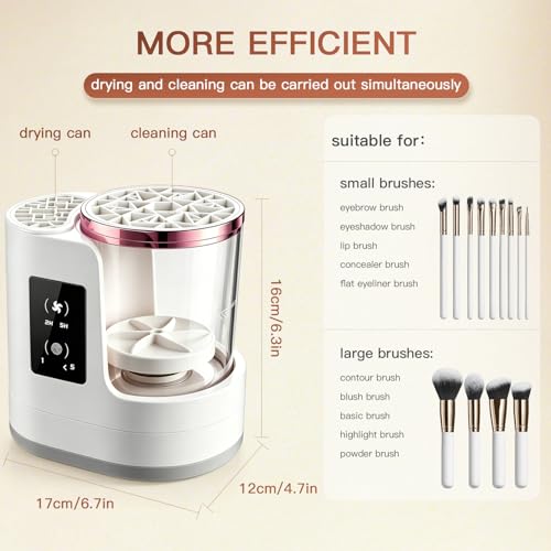 SBMKK 3IN1 Electric Makeup Brush Cleaner Machine and Dryer SBMKK Automatic Make Up Brush Cleaner Tool for All Size Brush Sponges Beauty Cosmetic Set - Image 3