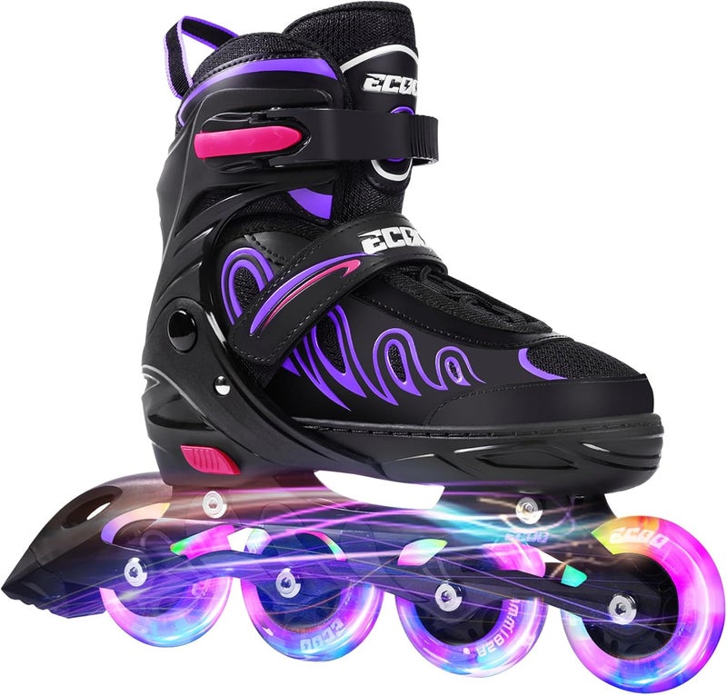 ECOO Adjustable Inline Skates for Kids with Light-Up Wheels - Ages 5-12 - Image 1