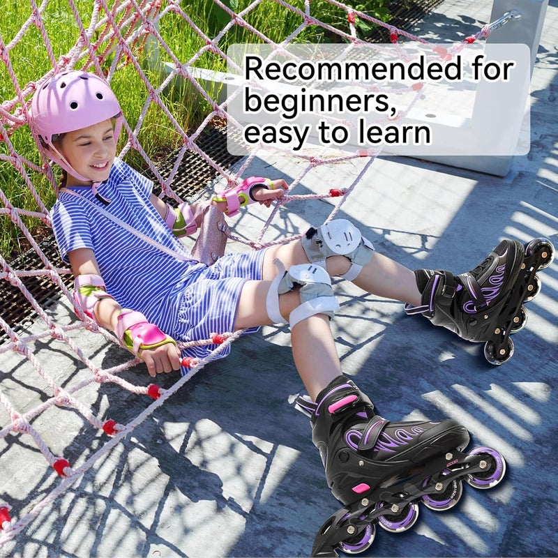 ECOO Adjustable Inline Skates for Kids with Light-Up Wheels - Ages 5-12 - Image 2