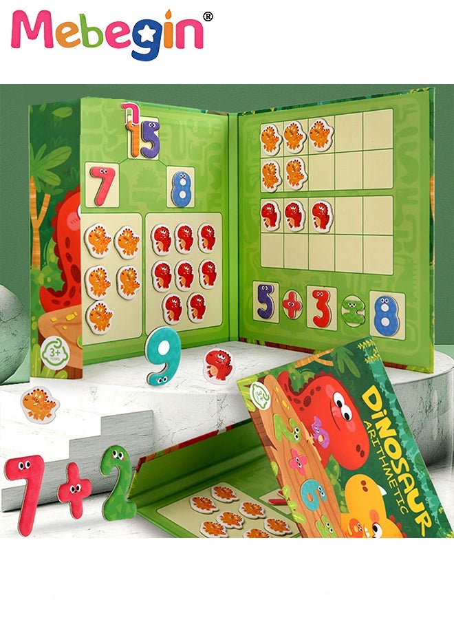 MEBEGIN - Wooden Number Magnets, Counting Number Magnets for Kids, Portable Magnetic Foldable Math Book with Dinosaur Patterns, Early Development and Activity Toys, Creative Learning Toy for Kids' Counting and Logic Ability, 22*1.5*20.5cm - Image 1