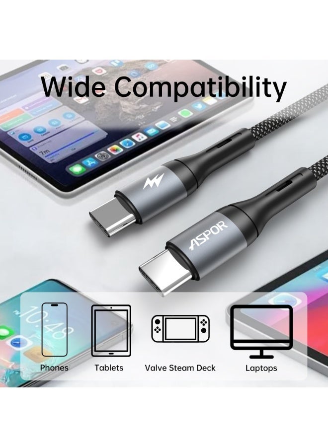 أسبور كيبل جوال ASPOR AC55 USB-C إلى USB-C بقوة 60 واط وطول 1 متر - Image 5