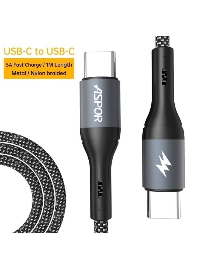أسبور كيبل جوال ASPOR AC55 USB-C إلى USB-C بقوة 60 واط وطول 1 متر - Image 4