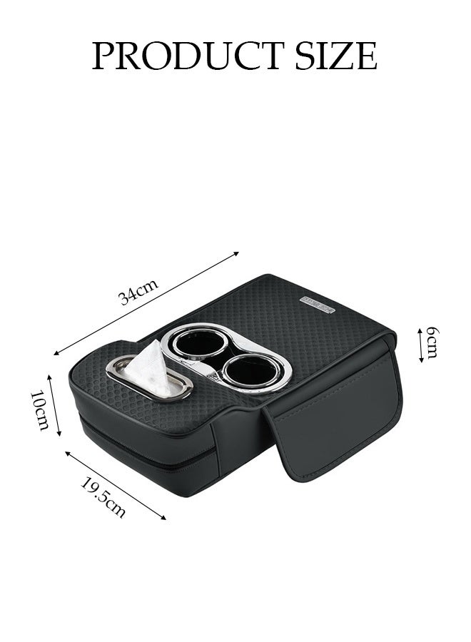 DUNISO 4 IN 1 Car Center Console Cover Multifunctional Car Armrest Cover Heighten Car Central Control Armrest Multifunctional Car Armrest Cover Cushion Cup Holder Auto Center Console Armrest Pillow Comfortable Car Armrest Pads with Storage Grid Leather Armrest Heightening Pad for Most Vehicles, SUVs, Trucks, Cars - Image 3