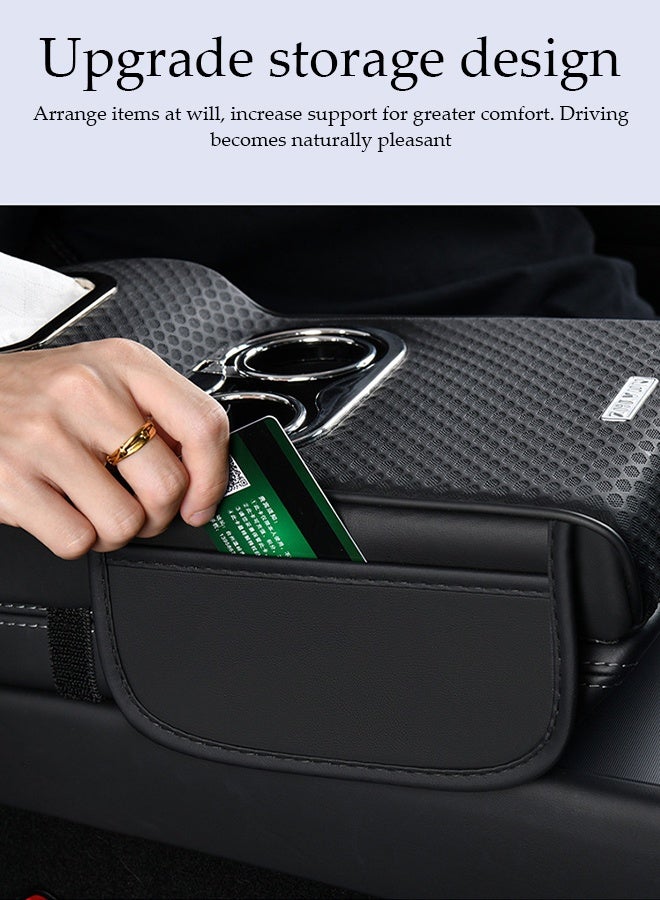 DUNISO 4 IN 1 Car Center Console Cover Multifunctional Car Armrest Cover Heighten Car Central Control Armrest Multifunctional Car Armrest Cover Cushion Cup Holder Auto Center Console Armrest Pillow Comfortable Car Armrest Pads with Storage Grid Leather Armrest Heightening Pad for Most Vehicles, SUVs, Trucks, Cars - Image 5