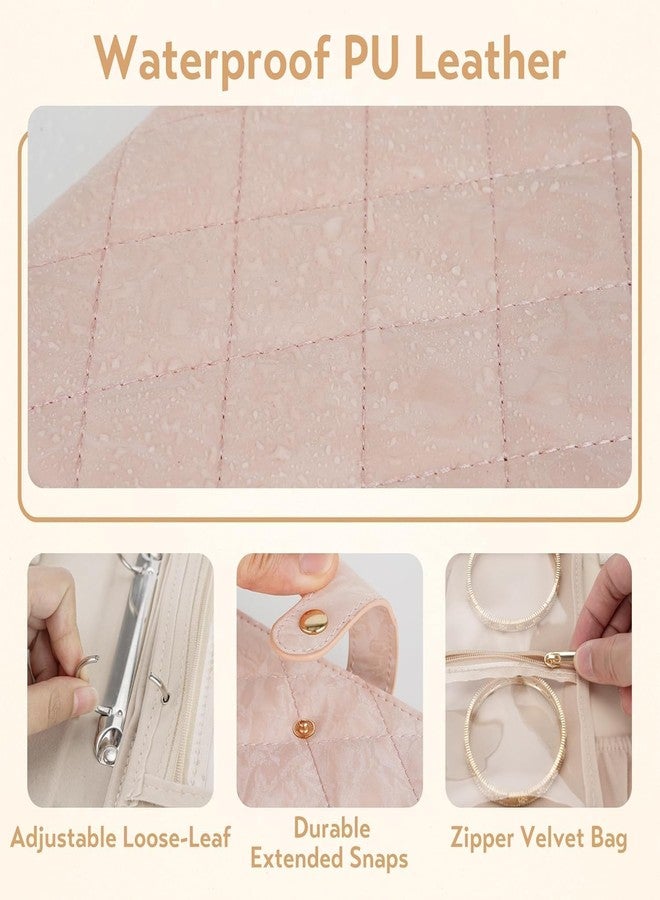 RASOFAB Zwerlin Jewelry Storage Book Large Travel Organizer Case Foldable Roll with Clear Zipper Velvet Pouches for Earrings Necklaces Rings Bracelets Brooches Portable Jewelry Holder for Trips Home - Image 4