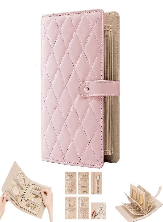 RASOFAB Zwerlin Jewelry Storage Book Large Travel Organizer Case Foldable Roll with Clear Zipper Velvet Pouches for Earrings Necklaces Rings Bracelets Brooches Portable Jewelry Holder for Trips Home - Image 1