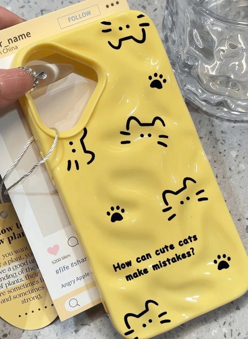 NIBEMINENT Cute Kitten Protective TPU Case Cover For IPhone 14, Yellow