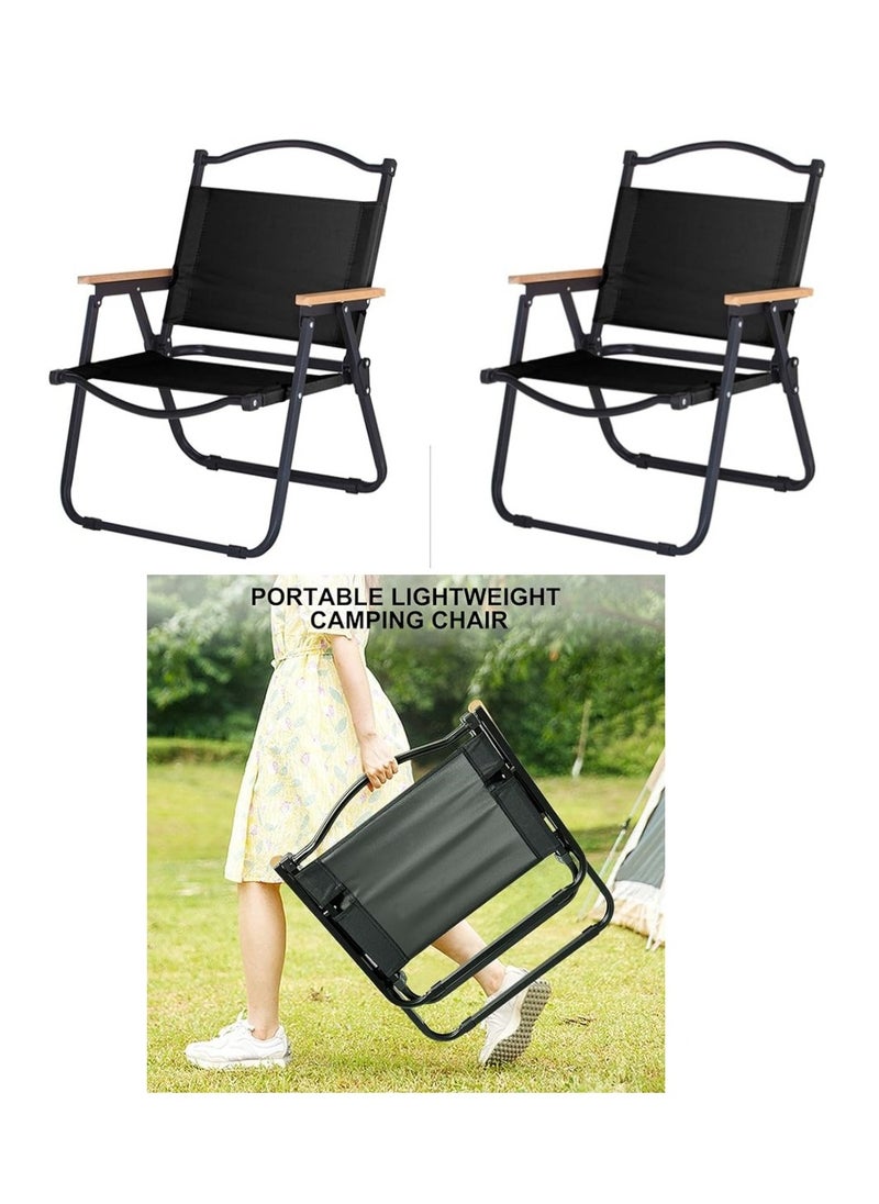 Generic - Portable Folding Chair, Large Outdoor Camping Chair, Lightweight Foldable Packing Beach Chair, for Camping Hiking Garden Travel Beach Picnic BBQ Outdoor (Back Large 2Pcs) - Image 1