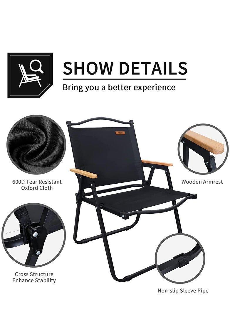 Generic - Portable Folding Chair, Large Outdoor Camping Chair, Lightweight Foldable Packing Beach Chair, for Camping Hiking Garden Travel Beach Picnic BBQ Outdoor (Back Large 2Pcs) - Image 1