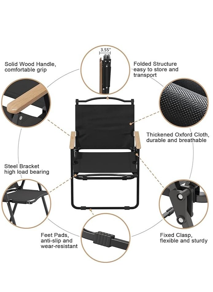 Generic - Portable Folding Chair, Large Outdoor Camping Chair, Lightweight Foldable Packing Beach Chair, for Camping Hiking Garden Travel Beach Picnic BBQ Outdoor (Back Large 2Pcs) - Image 1