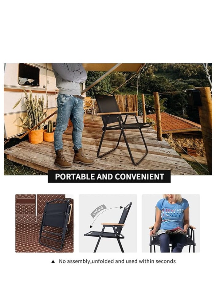 Generic - Portable Folding Chair, Large Outdoor Camping Chair, Lightweight Foldable Packing Beach Chair, for Camping Hiking Garden Travel Beach Picnic BBQ Outdoor (Back Large 2Pcs) - Image 1