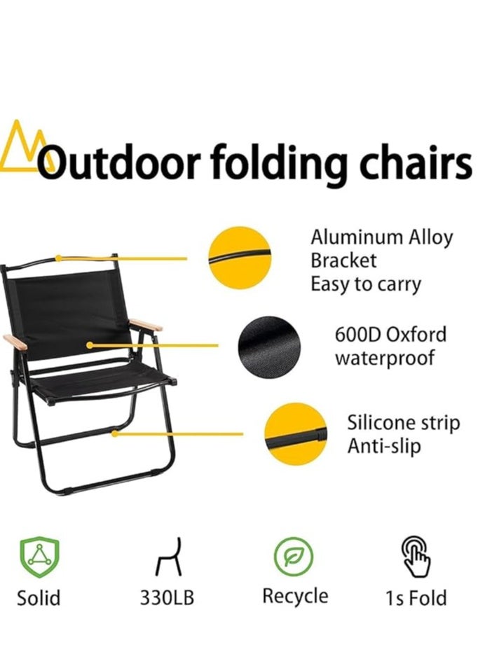 Generic - Portable Folding Chair, Large Outdoor Camping Chair, Lightweight Foldable Packing Beach Chair, for Camping Hiking Garden Travel Beach Picnic BBQ Outdoor (Back Large 2Pcs) - Image 1