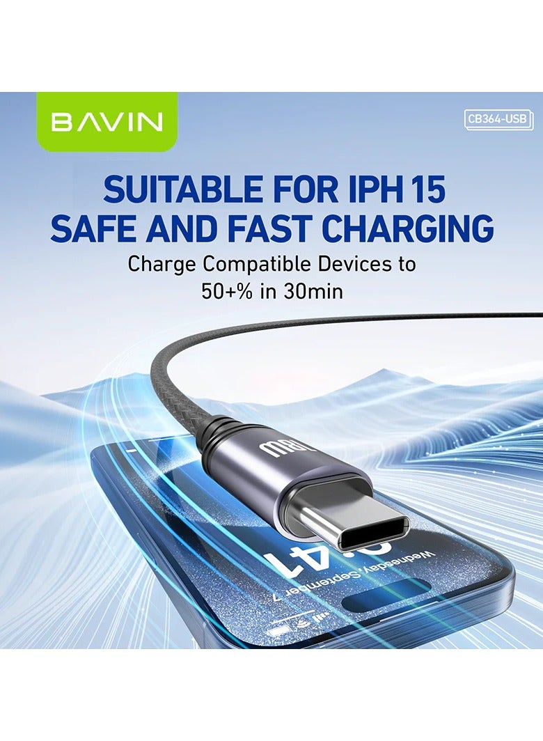 Bavin Bavin CB364 Fast Charging 18 W Aluminum Alloy Data Cable Wth 1 Meter Fishing Net Braided For USB-TypeC  - Image 2