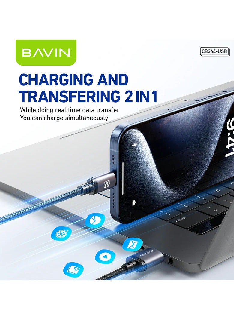 Bavin Bavin CB364 Fast Charging 18 W Aluminum Alloy Data Cable Wth 1 Meter Fishing Net Braided For USB-TypeC  - Image 5