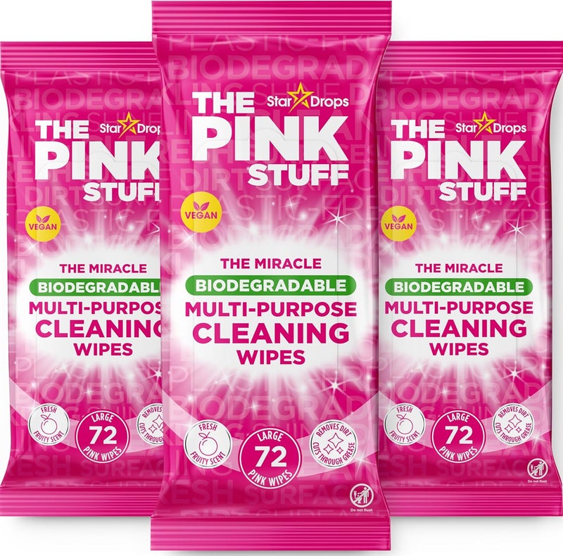 Stardrops The Pink Stuff Miracle Multi-Purpose Cleaning Wipes – 216 Count – Tough on Grease, Grime, and Dirt – All-Purpose Cleaner for Kitchen, Bathroom, and More - Image 1