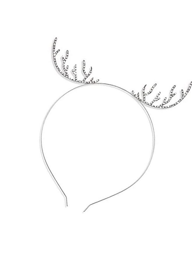 Guqqeuc Reindeer Antlers Headband for Christmas Party Hair Accessories for Women Men Silver Antlers Christmas Headbands for Teens Christmas Tiara for Easter Party - Image 1