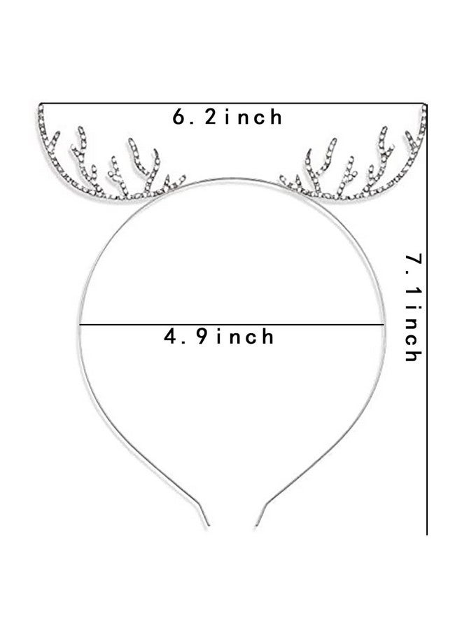 Guqqeuc Reindeer Antlers Headband for Christmas Party Hair Accessories for Women Men Silver Antlers Christmas Headbands for Teens Christmas Tiara for Easter Party - Image 4