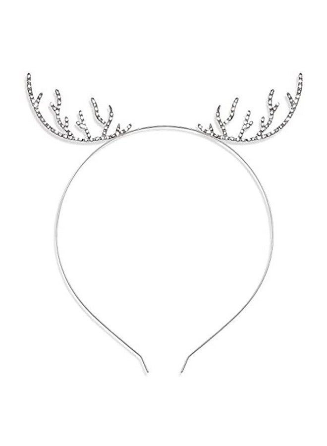 Guqqeuc Reindeer Antlers Headband for Christmas Party Hair Accessories for Women Men Silver Antlers Christmas Headbands for Teens Christmas Tiara for Easter Party - Image 3